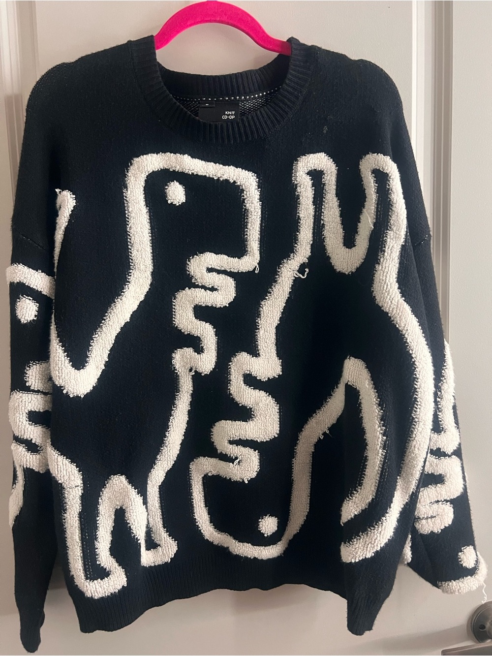 Abstract Black & White Crewneck Sweater - Women